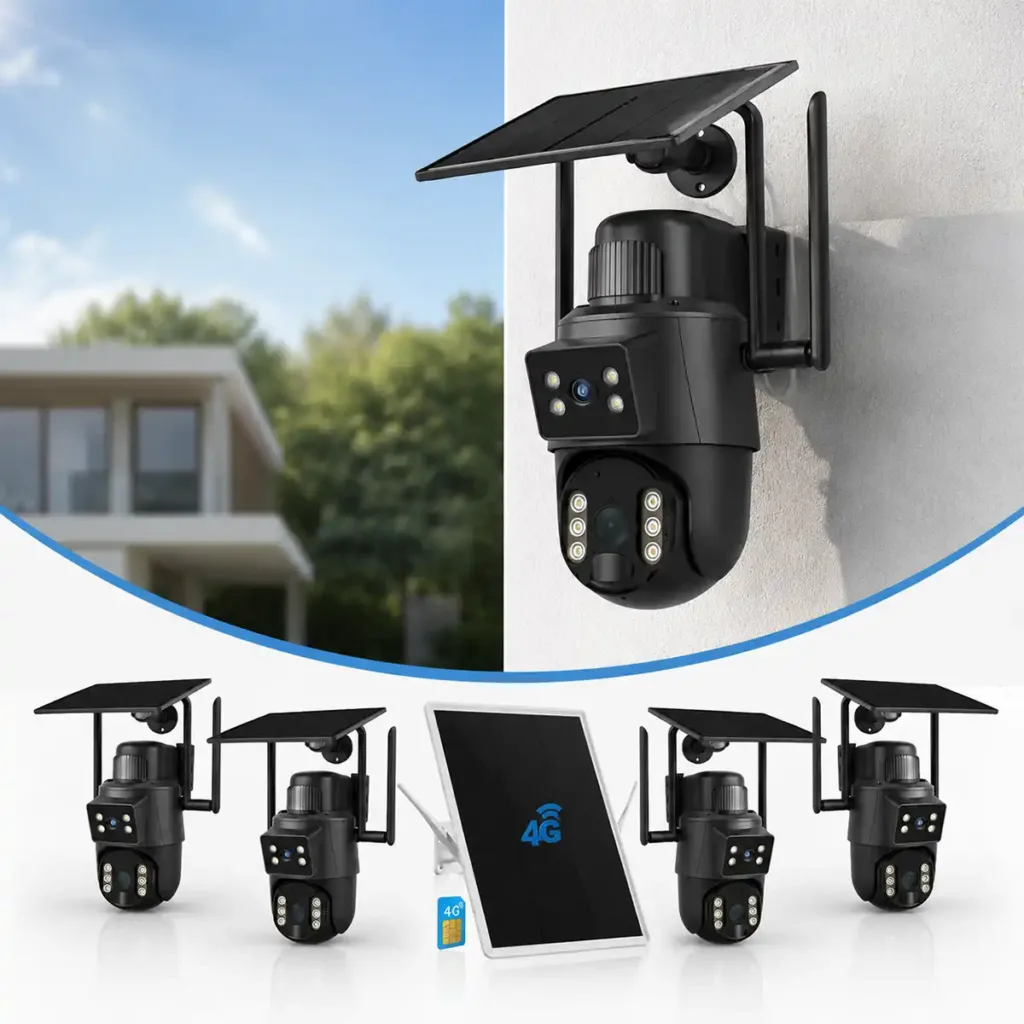 4хRobiCam S4 DualView Solar WiFi 6MP + 4G LTE Solar Router RobiCam