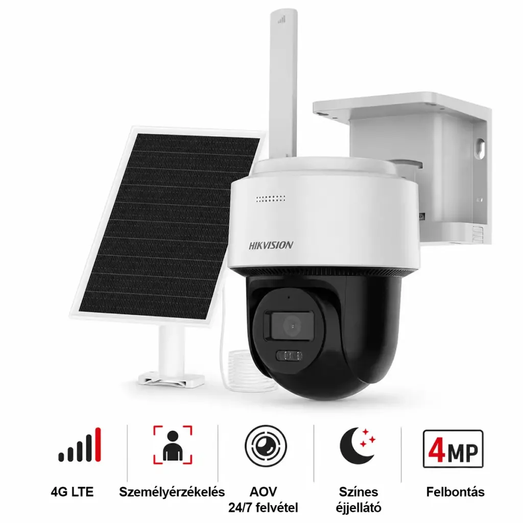 Hikvision DS-2CFSP4/4G – 4MP napelemes 4G PT kamera AOV 24/7 funkcióval, intelligens követéssel és 2,8 mm-es objektívvel