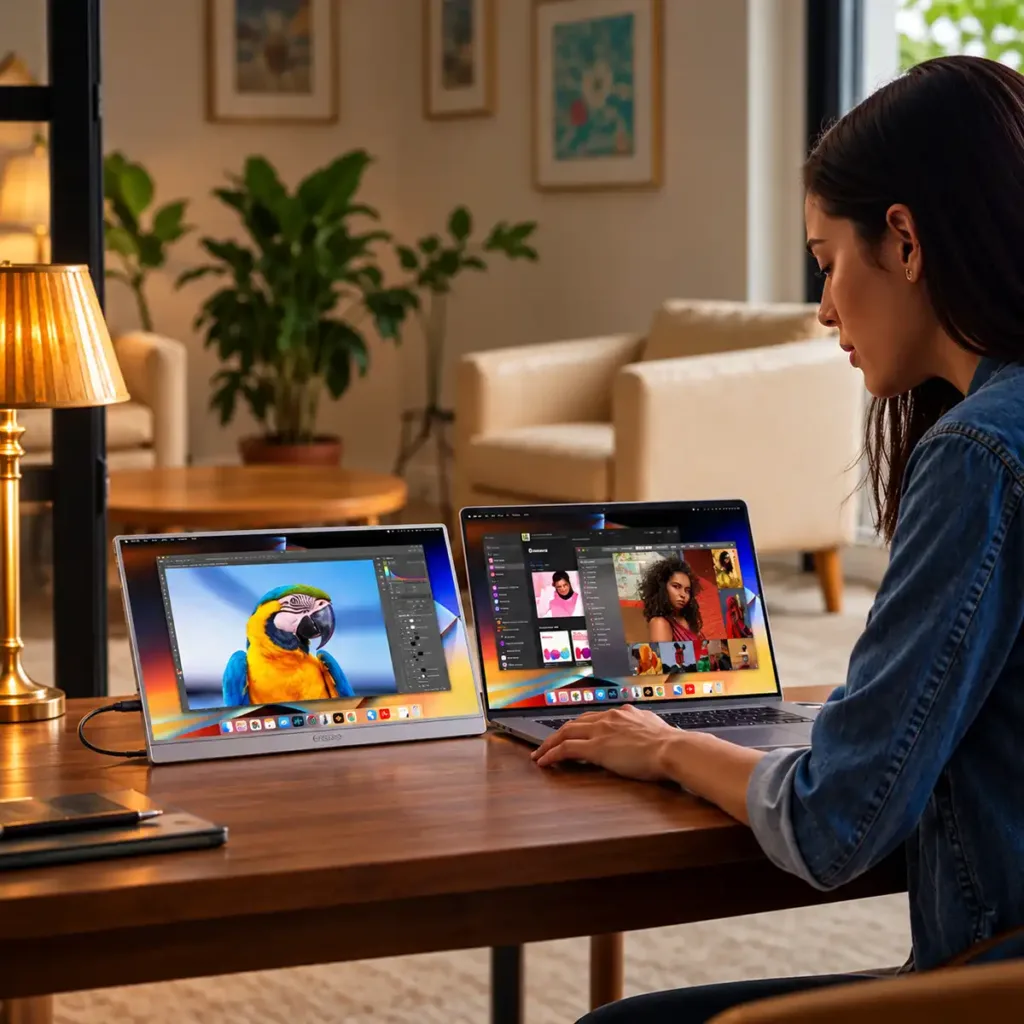 ARZOPA Z1C 16.1″ – hordozható Full HD IPS monitor USB-C, HDMI, HDR10 csatlakozóval és beépített állvánnyal – Szürke