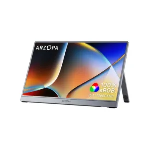 ARZOPA Z1C 16.1″ – hordozható Full HD IPS monitor USB-C, HDMI, HDR10 csatlakozóval és beépített állvánnyal – Szürke