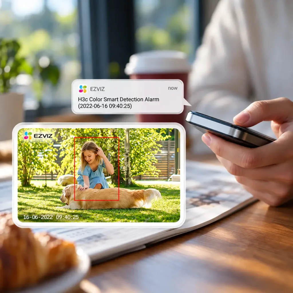 EZVIZ H3c 5MP Wi-Fi kültéri IP kamera mesterséges intelligenciával, éjjellátó funkcióval, kétirányú hanggal és IP67 védettséggel
